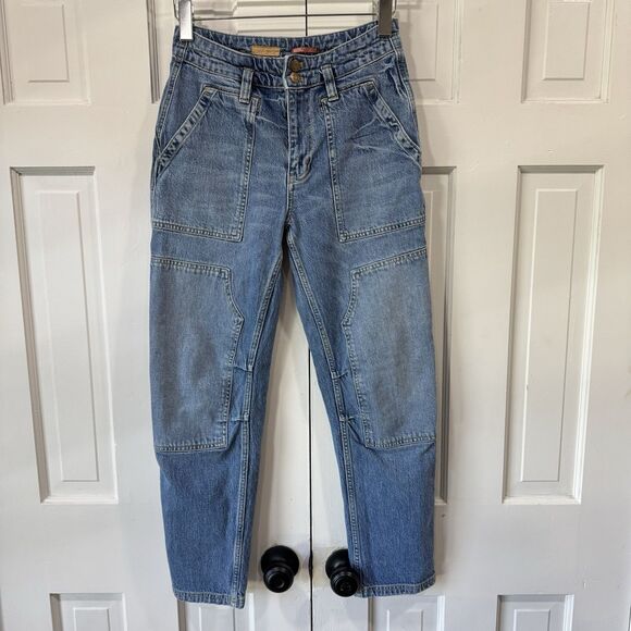 Anthropologie Pilcro The Wanderer Mid-Rise Relaxed Jeans Utility Cargo Size 28 - Picture 2 of 13